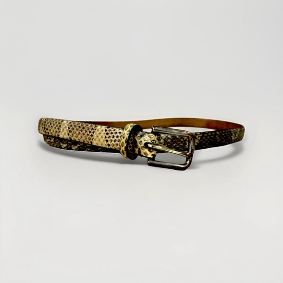 J. Crew Women’s Genuine Leather Belt Chic Snakeskin Print Sz Small 4/6 VTG Style - Picture 1 of 10